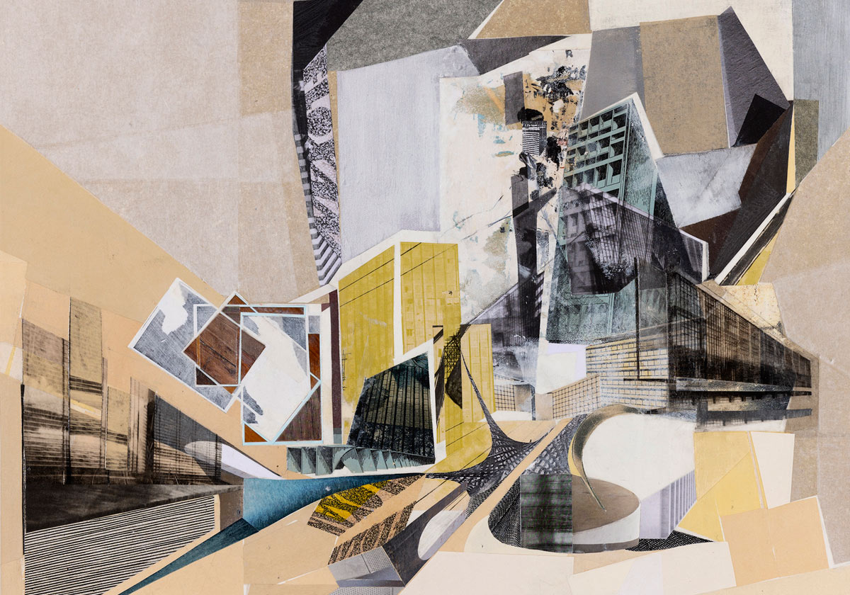 Collage: innerorts, 60 x 50 cm, 2021 © Petra Merz